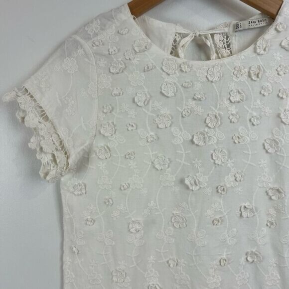 Zara Basic Collection Women’s Medium White Floral Lace Cottagecore Midi Dress - Picture 14 of 15